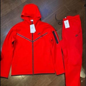 Red Nike tech fleece tracksuit